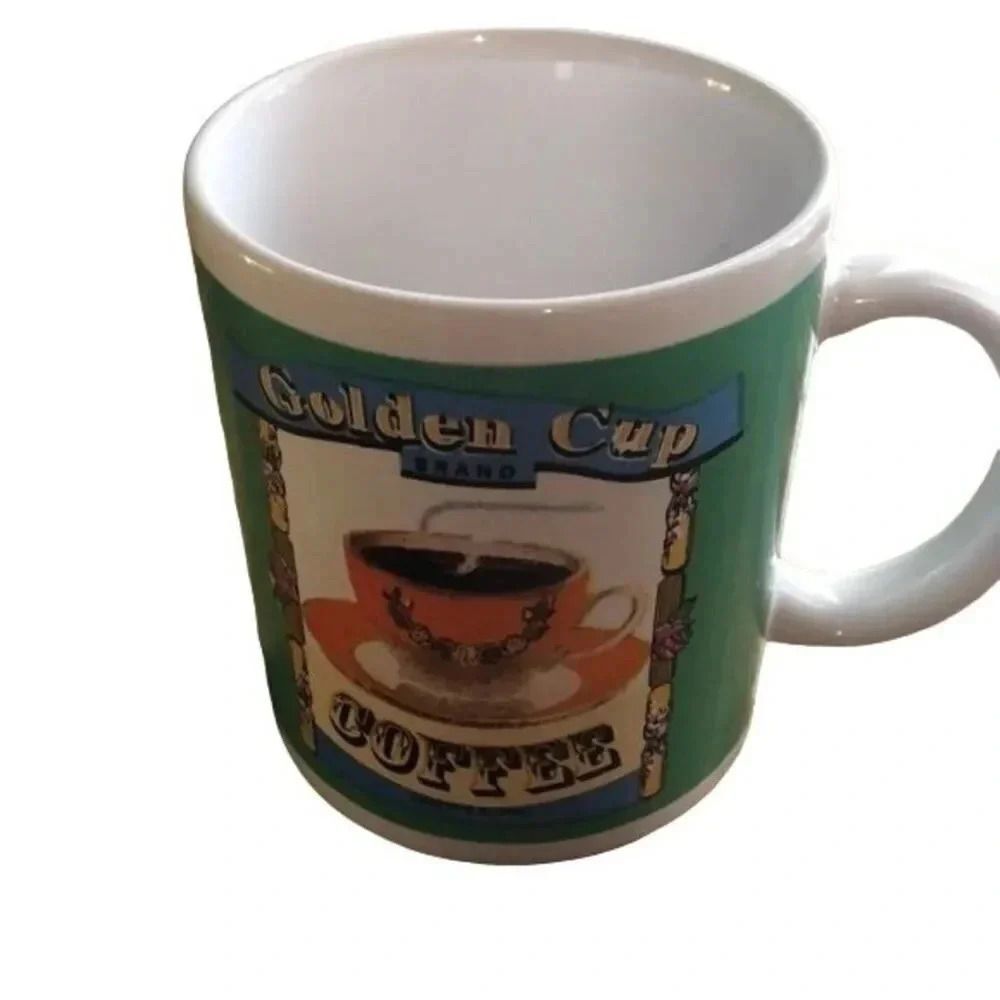 Golden Cup Brand Coffee Mug‎ Green Novelty Cup With Coffee Cup Design